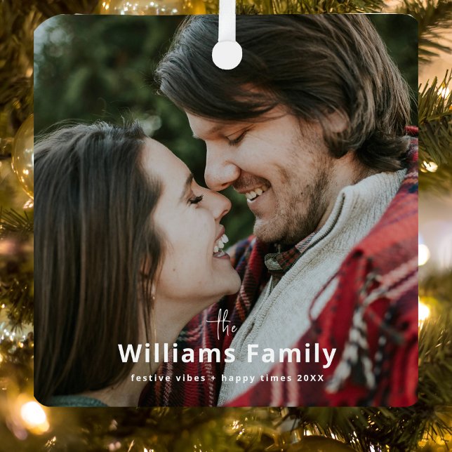 Ornement En Métal Rustique Romantique Minimale Sweet Couple Photo (Créateur téléchargé)