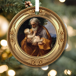 Ornement En Métal Saint Joseph et l'Enfant Jésus Arbre de Jessé de l
