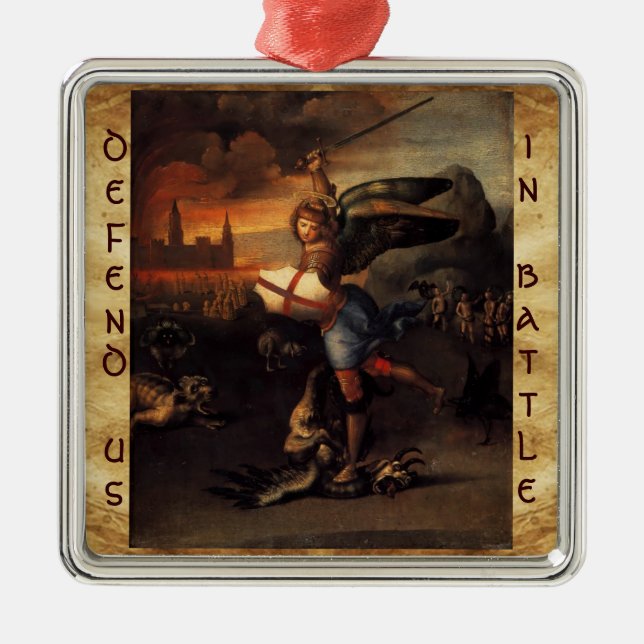 Ornement En Métal Saint Michael et la prière du dragon (Devant)