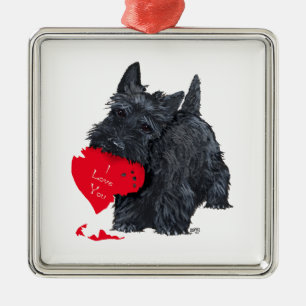 Ornement En Métal Saint-Valentin Terrier Écossais
