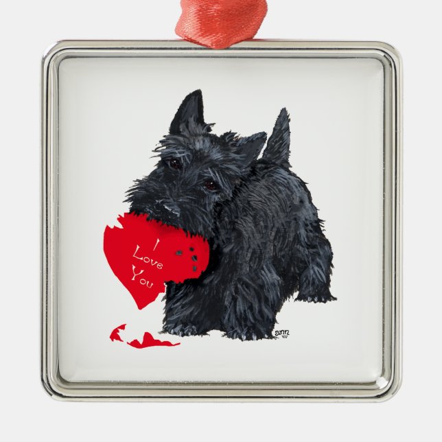 Ornement En Métal Saint-Valentin Terrier Écossais (Devant)