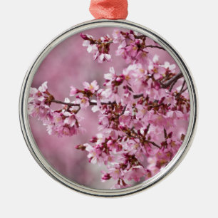 Ornement En Métal Sakura Cherry Blossoms Pastel Pink Layers