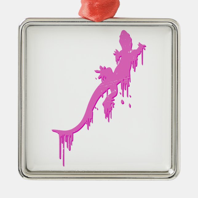 Ornement En Métal Salamandre Rose Distressée Avec Lavette De Peintur (Devant)