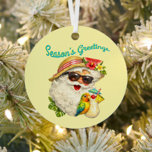 Ornement En Métal Salutations de la saison - Père Noël d'été