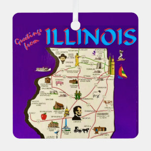 Ornement En Métal Salutations vintage de l'Illinois