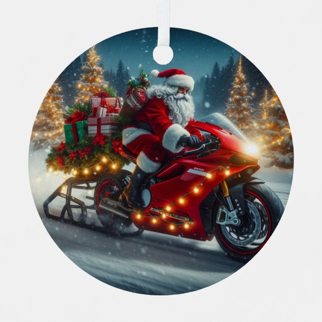 Ornement En Métal Santa Claus à moto Ducati (Recto)