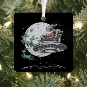 Ornement En Métal Santa Claus Alien de l'OVNI de style rétro Noël Cr