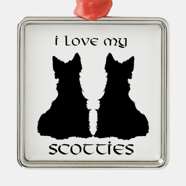 Ornement En Métal Scottie Dog Love Silhouettes Ornament (Devant)