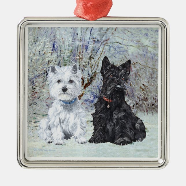 Ornement En Métal Scottie et Westie Ornament (Devant)