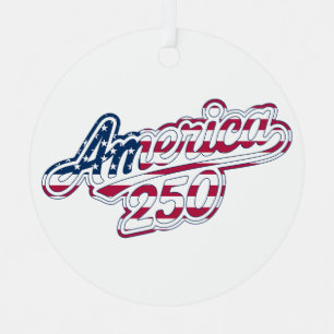 Ornement En Métal Script de drapeau de l'Amérique 250 Semiquincenten
