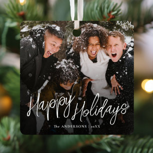 Ornement En Métal Script moderne Joyeuses vacances Noël Photo