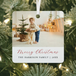 Ornement En Métal Script moderne simple Joyeux Noël Photo