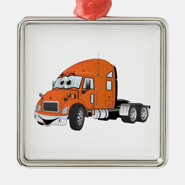 Ornement En Métal Semi-Camion Cabine orange (Devant)