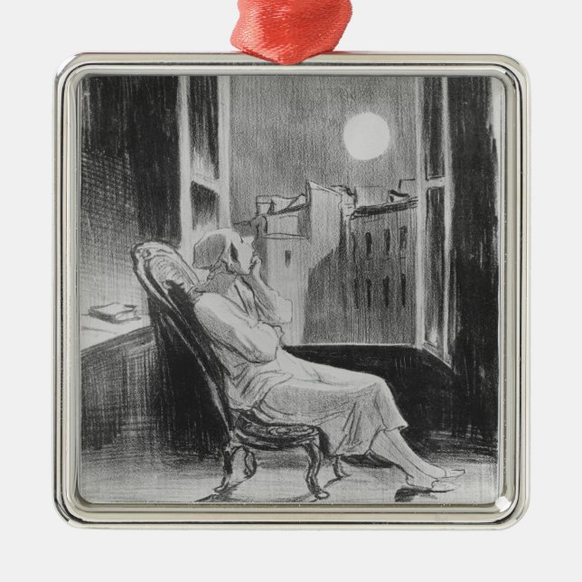 Ornement En Métal Série "Bas-Bleus de Les", lune d'O (Devant)