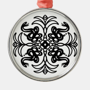 Ornement En Métal Serpent noir et blanc Mandala