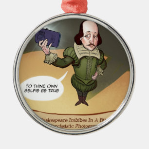 Ornement En Métal Shakespeare Prend un Selfie Drôle