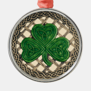 Ornement En Métal Shamrock And Celtic Knots Ornament  Beige
