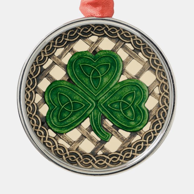Ornement En Métal Shamrock And Celtic Knots Ornament  Beige (Devant)