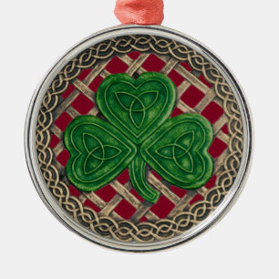 Ornement En Métal Shamrock And Celtic Knots Ornament Red