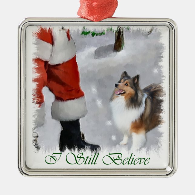Ornement En Métal Shetland Sheepdog Sheltie Cadeaux de Noël (Devant)