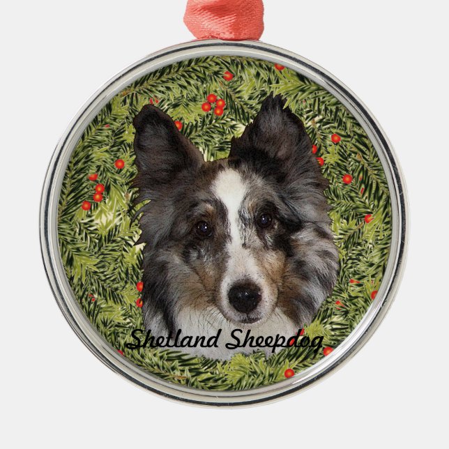 Ornement En Métal Shetland Sheepdog Wreath (Devant)
