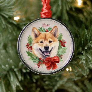 Ornement En Métal Shiba Inu Noël Mémorial de compagnie Chien Race ca