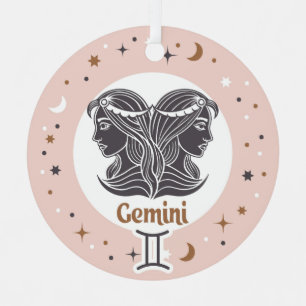 Ornement En Métal SIGNE Zodiaque Texte Personnalisé Gemini
