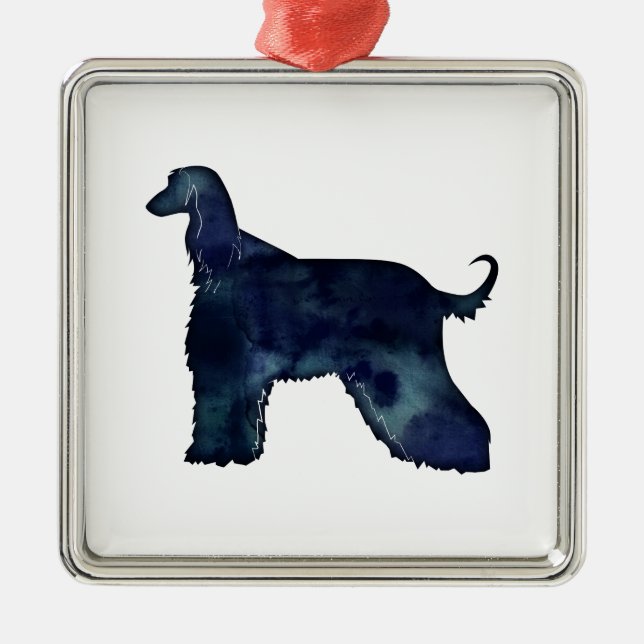 Ornement En Métal Silhouette d'aquarelle noire à col afghan (Devant)