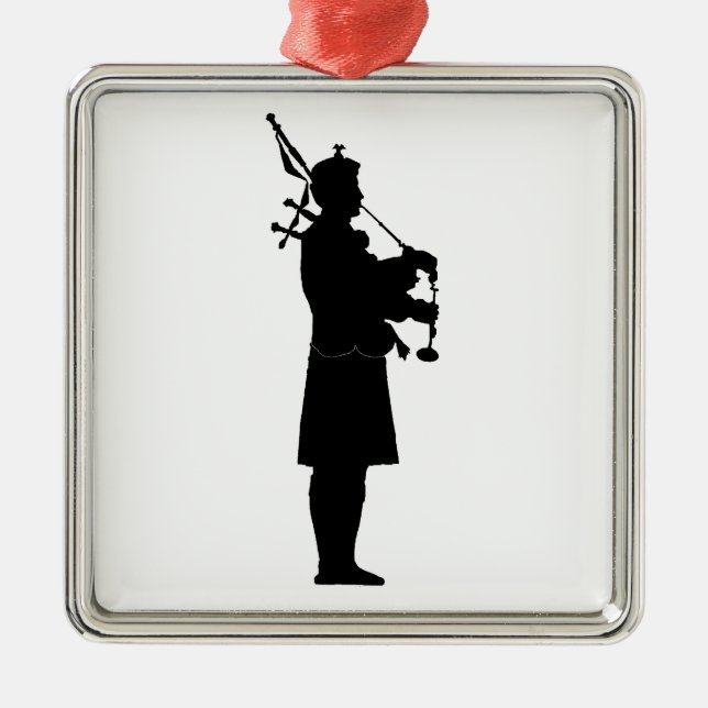 Ornement En Métal Silhouette de Bagpiper écossaise (Devant)