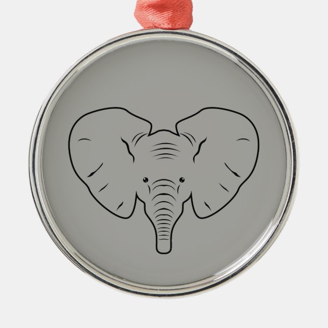 Ornement En Métal Silhouette de visage d'éléphant (Devant)