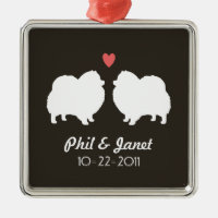 Silhouettes de Pomeranian Blanc Amour Chien Person
