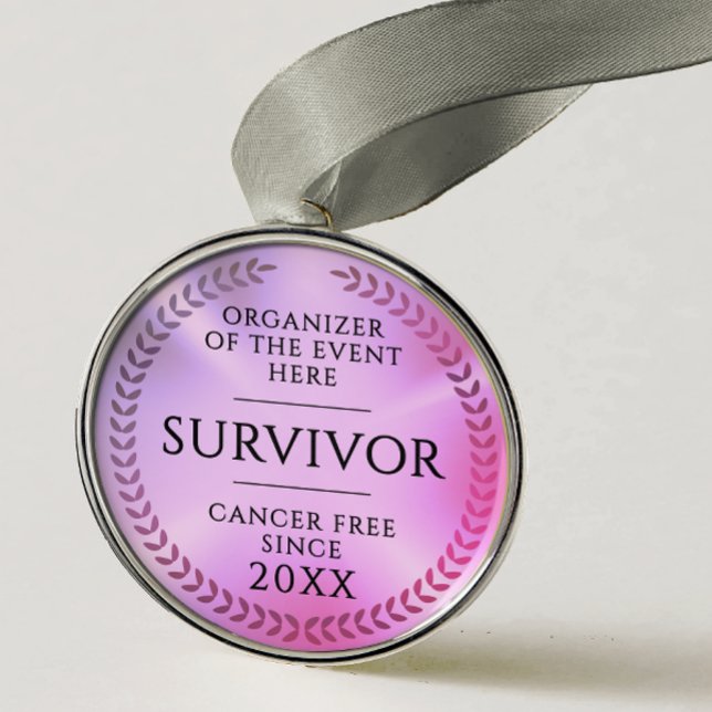 Ornement En Métal Simple Pink Survivor Awareness Fundraiser Medal (Créateur téléchargé)