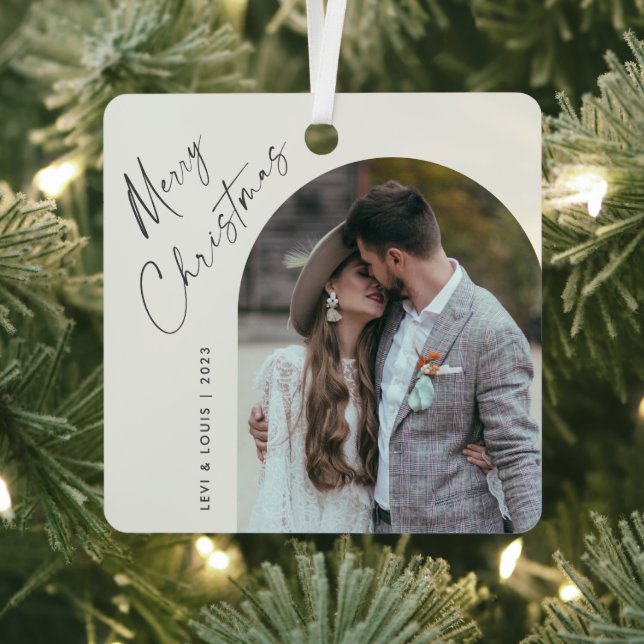 Ornement En Métal Simple Script Boho Arch Photo Noël (Insitu)