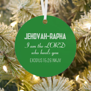 Ornement En Métal Simple Seigneur Qui Guérit Noël Minimaliste Vert
