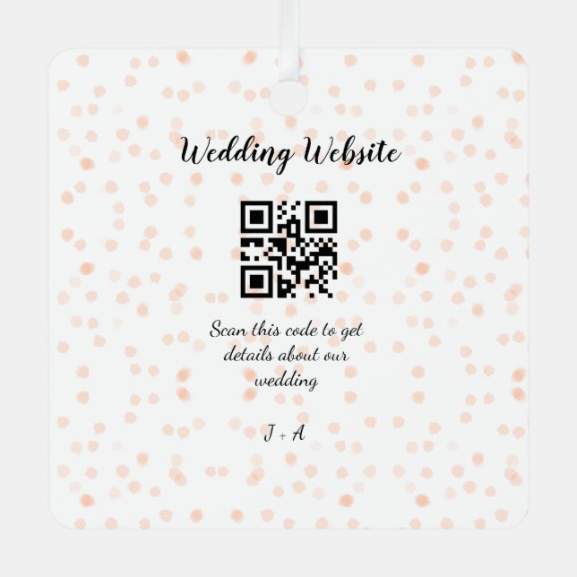 Ornement En Métal Site web de mariage scannez le code QR pour les dé (Recto)