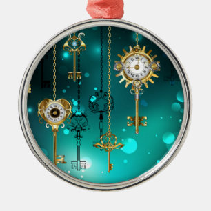 Ornement En Métal Skeleton Keys on Green Background