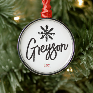 Ornement En Métal Sketch Snowflake Custom Name Christmas
