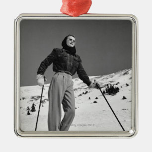 Ornement En Métal Skieur de femme