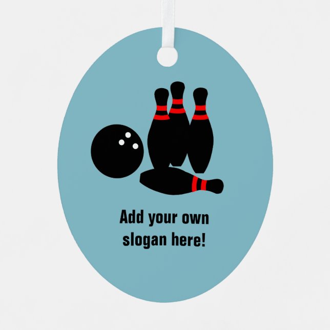 Ornement En Métal Skittles et Bowling Ball pour vous ajouter du text (Recto)