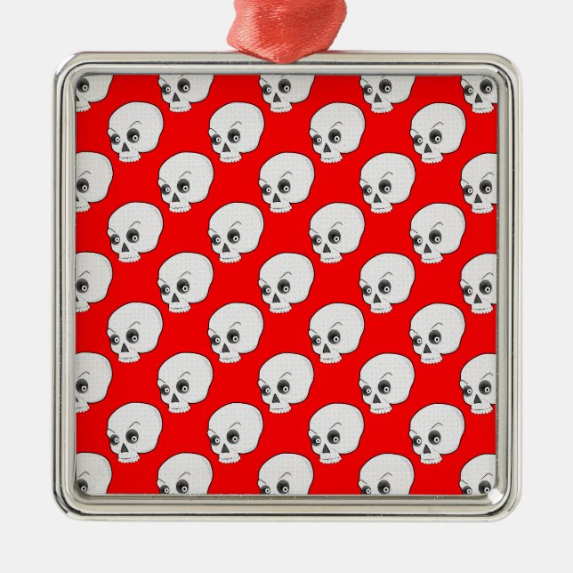Ornement En Métal Skull Pattern On Red Background (Devant)