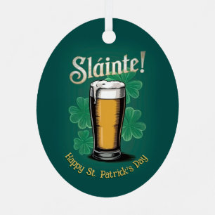 Ornement En Métal Slàinte ! Saint Patrick's Day Pint of Beer on Gree