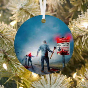 Ornement En Métal SlipperyJoe's heureux Halloween yeux brillants zom