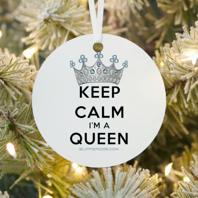 Ornement En Métal SlipperyJoe's Keep Calm Queen couronne joyaux a (Insitu)