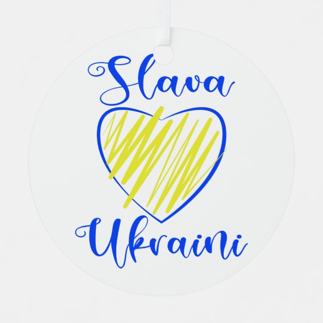 Ornement En Métal Slogan Slava La gloire ukrainienne au coeur de l'U (Recto)