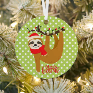 Ornement En Métal Sloth Joyeux Noël mignon Festif Animal de vacances