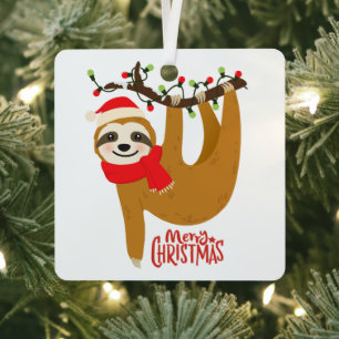 Ornement En Métal Sloth Joyeux Noël mignon Festif Animal de vacances