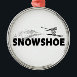 Ornement En Métal Snowshoe Mountain West Virginia Ski Jumper<br><div class="desc">Located in beautiful eastern West Virginia,  Snowshoe Mountain has tons of terrain and gets lots of snow. This cool design is a skier jumping over the name of the resort in bold text.</div>