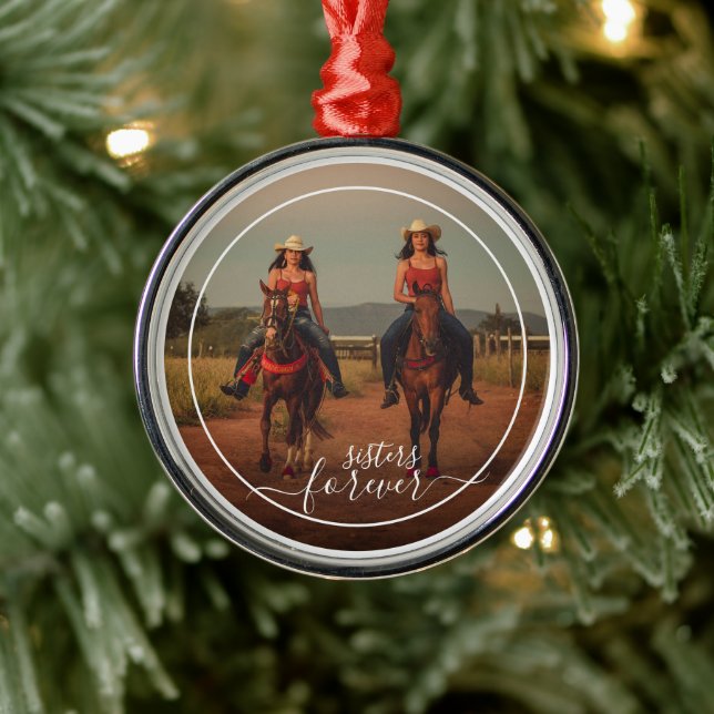 Ornement En Métal Soeurs Modèles photo personnalisées pour toujours (Arbre)