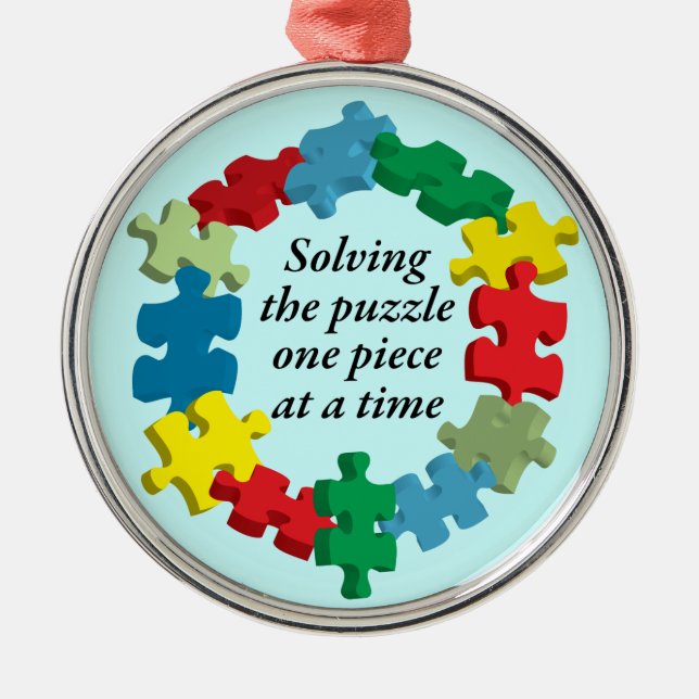 Ornement En Métal Solution de l'ornement bleu de puzzle… (Devant)