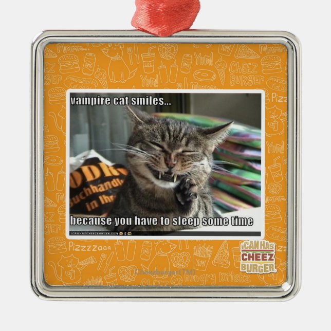 Ornement En Métal sourires de chat de vampire (Devant)